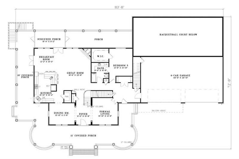 Floor Plan First Story of Colonial Plan #153-1742